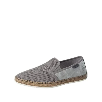 Afbeelding van Rieker Instappers, Heren, Maat: 42, Grau/grigio/blei Imitatieleer/ textiel