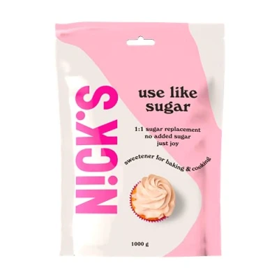 Afbeelding van NICKS Use Like Sugar Keto Zoetstof (1 kg) Veganistisch, 70% Gereduceerde Calorieën 1:1 Low Carb Vervangingsmix voor Xylitol, Erythritol, Stevia, Polydextrose, Veganistisch