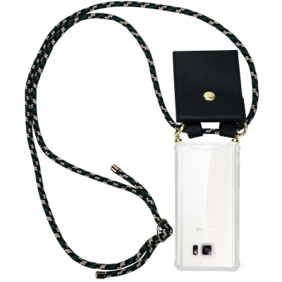 Afbeelding van Cadorabo Hoesje geschikt voor Samsung Galaxy NOTE 5 in CAMOUFLAGE Silicone Mobiele telefoon ketting beschermhoes met gouden ringen, koordriem en afneembare etui