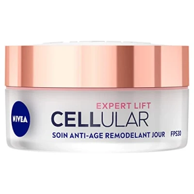 Afbeelding van NIVEA Cellular EXPERT LIFT soin de jour FPS 30 (1 x 50 ml), crème anti âge enrichie en Acide Hyaluronique et Bakuchiol, visage femme pour toutes peaux