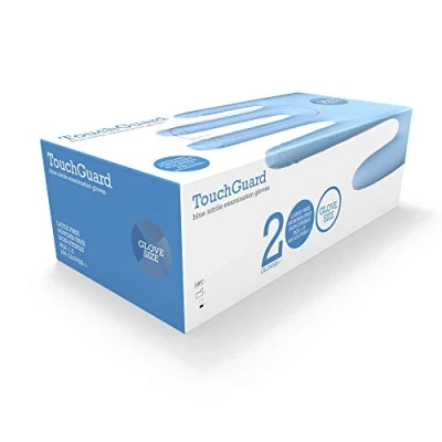 Afbeelding van TouchGuard wegwerphandschoenen van nitrile, poedervrij en latexvrij, blauw, doos 200 stuks, maat L