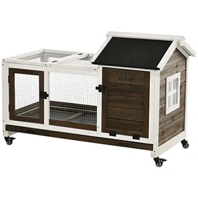 Afbeelding van PawHut konijnenhok grenenhout 108x58x73,5cm bruin