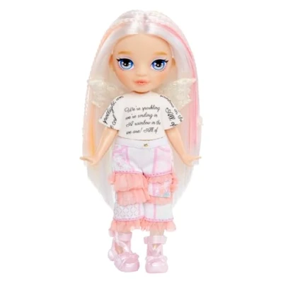 Afbeelding van Rainbow High Littles Fantasy Fairies &amp; Pet opaal, regenboog kleine pop van 14 cm en fantasie uil met verwisselbare feeënvleugels, schattig cadeau vanaf 4 jaar