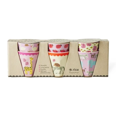 Afbeelding van Rice Melamine Beker Wildlife Pink 6 pack