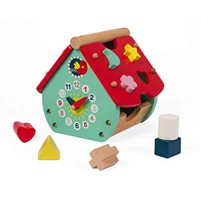Afbeelding van Janod Baby Forest Houten Vormenstoof Huis Inclusief 8 Verschillende Blokken Geschikt Vanaf 18 Maanden
