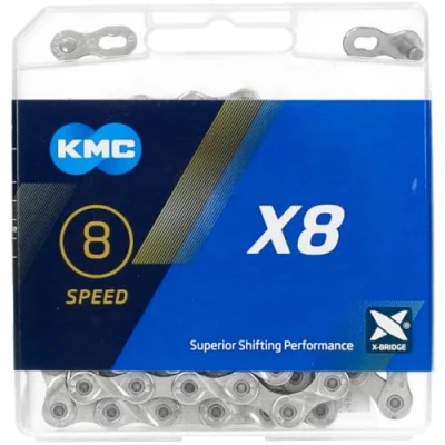Image de KMC chaine X8 1/2 3/32 pouce 114 maillons 8S argent