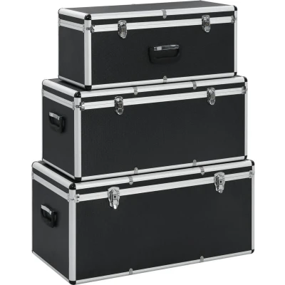 Afbeelding van vidaXL Opbergkoffers 3 st aluminium zwart