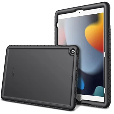 Afbeelding van Fintie Siliconen beschermhoes voor iPad 10,2 inch 2021/2020/2019 (9e/8e en 7e generatie) antislip met versterkte hoeken randen zwart
