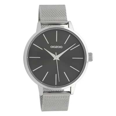 Afbeelding van OOZOO Timepieces zilverkleurige horloge met metalen mesh armband C10007