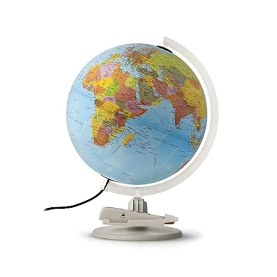 Afbeelding van Tecnodidattica Parlamondo Interactieve wereldbol voor kinderen en jongeren, lichtgevende roterende wereldbol, muziekpen met audio, 6 talen, politieke cartografie, diameter 30 cm
