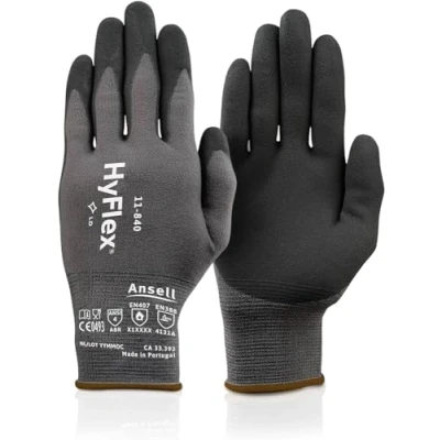 Afbeelding van Ansell HyFlex 11 840 professionele werkhandschoenen, slijtvaste nitrilcoating, industriële bescherming, multifunctioneel, hantering en mechanisch, zwart, maat XS, 1 paar