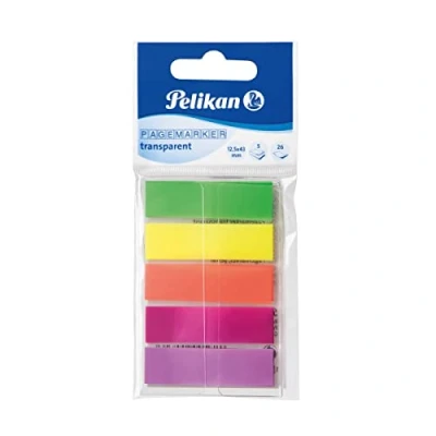 Afbeelding van Pelikan 200303 130 vellen, 12,5 x 43 mm, 5 kleuren: groen, geel, oranje, roze, paars