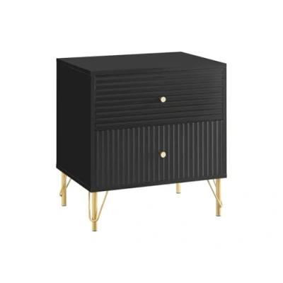 Afbeelding van Vente unique Nachtkastje met 2 lades Zwart LUREO L 55 cm x H 58 D 40