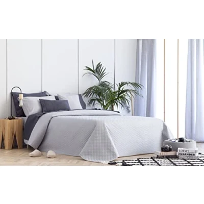 Afbeelding van Todocama Beddy Dunne sprei met ruitpatroon voor lente, zomer, herfst en winter, 100% extra zachte microvezel, multifunctionele bedden van 80/90 180 x 260 cm, lichtgrijs