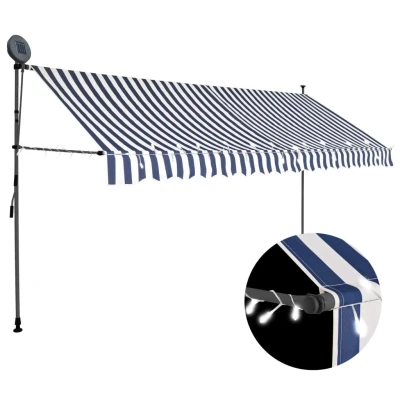 Afbeelding van Luifel handmatig uitschuifbaar met LED 400 cm blauw en wit