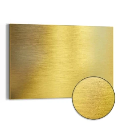 Afbeelding van DEQORI Magneetbord van metaal, 60 x 40 cm, motief geborsteld goudkleurig oppervlak, whiteboard voor alle magneten, wandbord keuken en kantoor, magneetbord, design