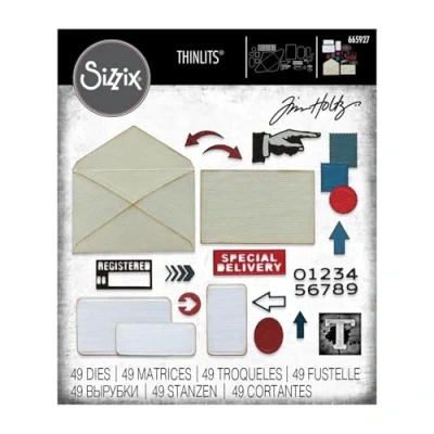 Afbeelding van Sizzix Thinlits Set van 48 Postmatrices door Tim Holtz 665927 Hoofdstuk 3 2022 Veelkleurig