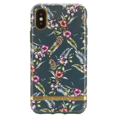 Afbeelding van Richmond &amp; Finch Smaragd Bloesem hoesje iPhone XS Max case Blauw Emerald Blossom