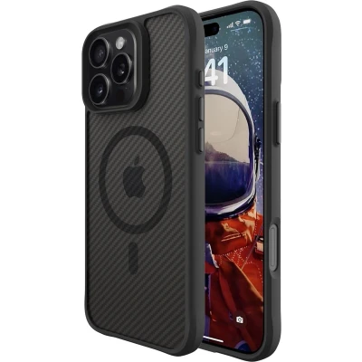 Afbeelding van imoshion Hoesje Geschikt voor iPhone 16 Pro Max Rugged Hybrid Carbon Case MagSafe Zwart