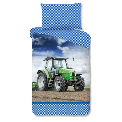 Afbeelding van Good Morning Kinderdekbedovertrek &quot;tractor&quot; Groen (140x200 cm) Katoen