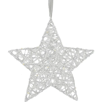 Afbeelding van Countryfield Kerstster Zilver Leonie B met LED timer Small