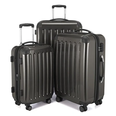 Afbeelding van HAUPTSTADTKOFFER Alex harde Koffer trolley rolkoffer reiskoffer, 4 dubbele wielen, uitbreiding, grafietgrijs, Set, kofferset