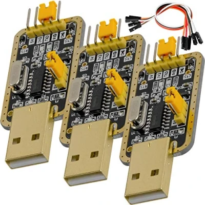 Afbeelding van AZDelivery UART TTL 3 stuks 3,3 V 5 CH340G USB adapter met 20 cm startkabel, compatibel Arduino en inclusief e book