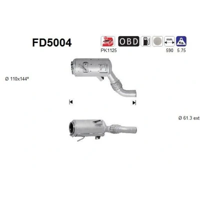 Afbeelding van Roetfilter, uitlaatinstallatie AS FD5004, voor o.a. BMW