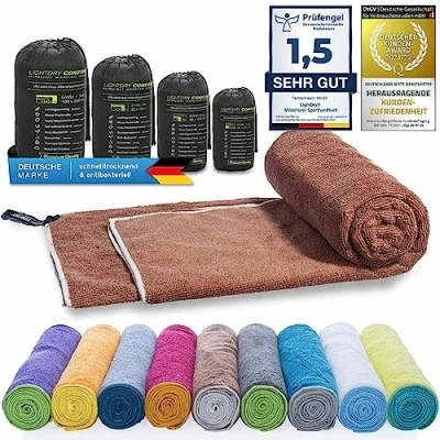 Afbeelding van Originele microvezel rugzak voor dames en heren, zeer sneldrogend, strand badhanddoek, absorberend, licht antibacterieel, verschillende maten (200 x 100 cm, bruin)