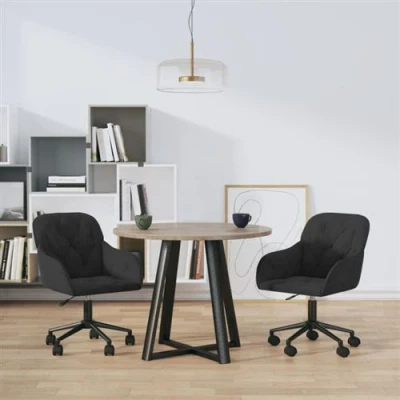 Afbeelding van vidaXL Eetkamerstoelen draaibaar 2 st fluweel zwart