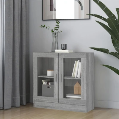 Afbeelding van Vitrinekast 82,5x30,5x80 cm bewerkt hout grijs sonoma eiken