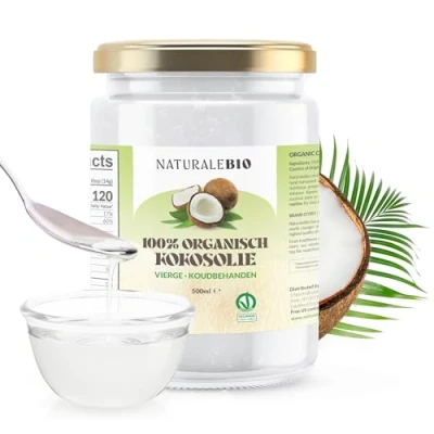 Image de Huile de Coco Bio Vierge 500 ml. Crue et Pressée à Froid. Organique Naturel. Native Non Raffinée. Pays d&#039;origine Sri Lanka. NaturaleBio