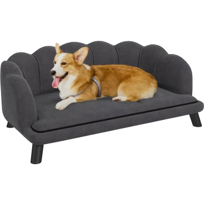 Afbeelding van PawHut Hondenbank met rugleuning huisdierenbank hondenbed zachte bekleding kattenbank groen D04 153