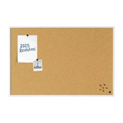 Afbeelding van Bi Office New Basic Prikbord van kurk met MDF frame, wit, 885 x 585 mm