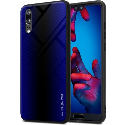 Afbeelding van Cadorabo Hoesje geschikt voor Huawei P20 in KOBALT PAARS Beschermhoes gemaakt van TPU silicone Case Cover en achterkant gehard glas