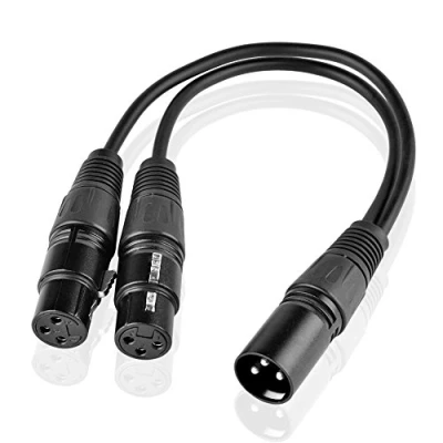 Afbeelding van SIENOC 30 cm microfoonaansluiting kabel 3 polig XLR mannelijk naar dubbel 2 vrouwelijke plug Y splitter adapter (XLR (M) (F) x 2, zwart)
