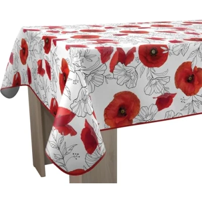 Afbeelding van Le linge de Jules Tafelkleed, vuilafstotend, klaproos, rechthoekig, 150 x 300 cm