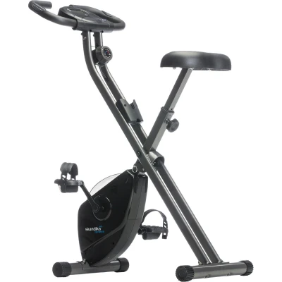 Afbeelding van Skandika Foldaway X 1000 Hometrainer fiets Hometrainers Fitnessbike inklapbaar Fitness opvouwbaar met handpulssensoren, 8 staps magnetische weerstand, LCD display, 130 kg max. Gebruikersgewicht zwart/oranje
