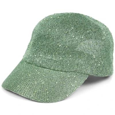 Afbeelding van styleBREAKER 04023094 Honkbalpet voor dames, effen kleur, geweven met pailletten, luchtige zomerpet, verstelbare metalen gesp, Matcha groen