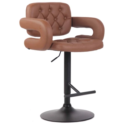 Afbeelding van Barkruk Moelv Kunstleer Zwart Frame Cognac