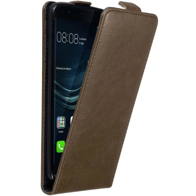 Afbeelding van Cadorabo Hoesje geschikt voor Huawei P9 in KOFFIE BRUIN Beschermhoes flip design Case Cover met magnetische sluiting