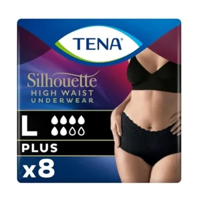 Afbeelding van 4 x TENA Pants Silhouette Plus Zwart Hoge Maat Large 8 stuks