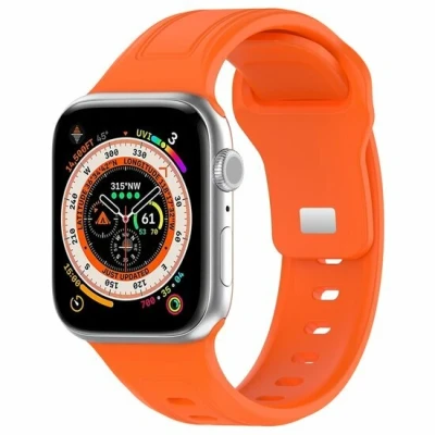 Afbeelding van By Qubix Square siliconen band Oranje Geschikt voor Apple Watch 38mm 40mm 41mm 42mm