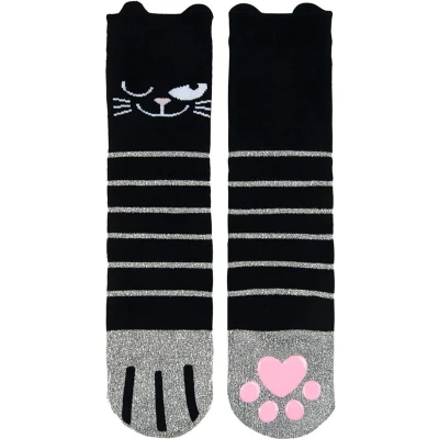 Afbeelding van glitter sokken Kat Poes met antislip maat 39 42