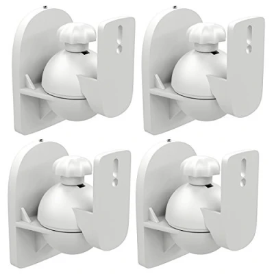 Afbeelding van deleyCON Set van 4 universele luidsprekerwandhouders draaibaar kantelbaar tot 3,5 kg plafondmontage wit