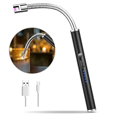 Afbeelding van MOSUO Kaarsaansteker Oplaadbaar, Aansteker met elektrische boogaansteker USB kabel, Winddichte elektronische aanstekers zonder vlammen voor keuken, Barbecue, Kaarsen, Gasfornuis, BBQ, Sigaret