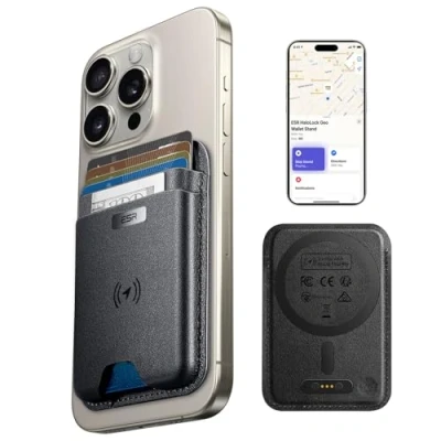 Afbeelding van ESR MagSafe portemonnee met Find My Functionality functie, 5 kaarthouders Krachtige magnetische voor iPhone, tracking, iPhone 16/15/14/13/12, niet geschikt voor, zwart.