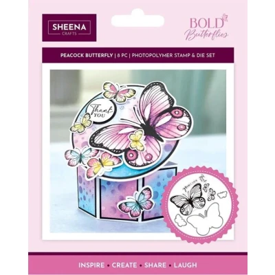 Afbeelding van Sheena Douglass Bold Butterflies Clearstamp/Snijmal Peacock Butterfly