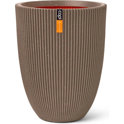 Afbeelding van Capi Europe Vaas elegant laag Groove NL 46x58 Warm taupe Opening Ø38 Bloempot voor binnen en buiten Levenslang garantie Breukbestendig 100% Recyclebaar CO2 Neutraal geproduceerd KGVWT783