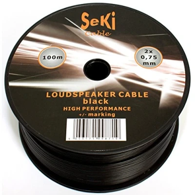 Afbeelding van seki luidsprekerkabel 2 x 0,75 mm² 100 m zwart CCA audiokabel